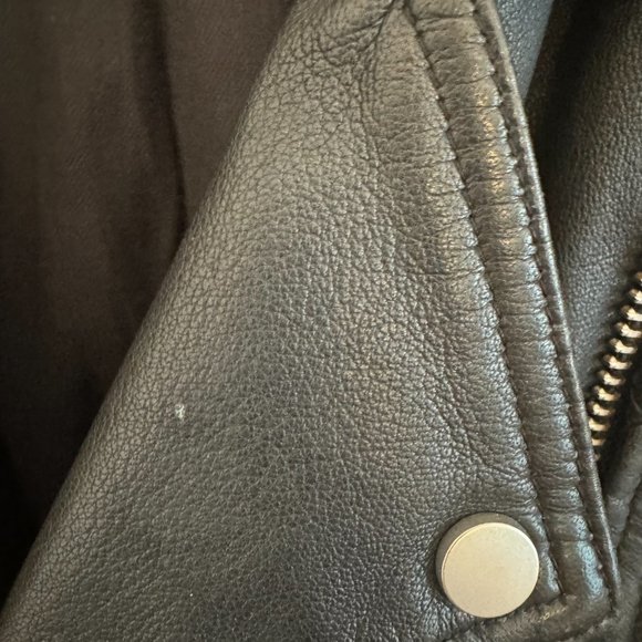 AllSaints Ink (Dark Navy) Leather Jacket Size US 6/ UK 10 - Picture 3 of 5